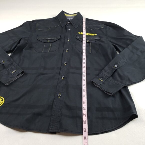 Affliction Button Front Embroidered Shirt Mens Large Black Long Sleeve Casual - Picture 14 of 15